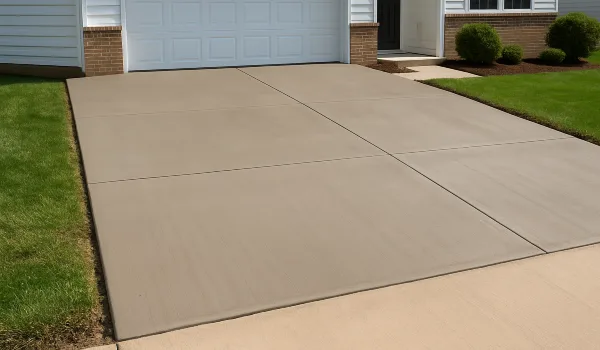 a brand new concrete driveway from Concrete King Dallas in Dallas, TX - Concrete Garage Floors