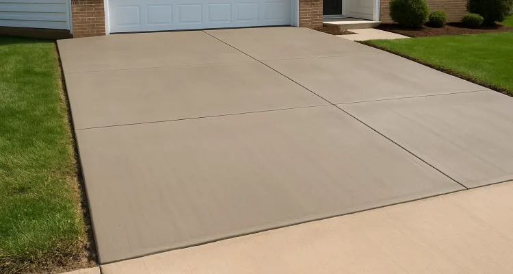 a brand new concrete driveway from Concrete King Dallas in Dallas, TX - Concrete Garage Floors