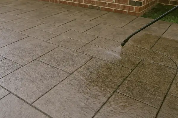 a stamped concrete being sprayed from Concrete King Dallas in Dallas, TX - Concrete Retaining Walls