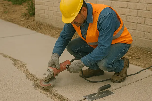 a male worker repairing a sidewalk from Concrete King Dallas in Garland, TX - Garland TX