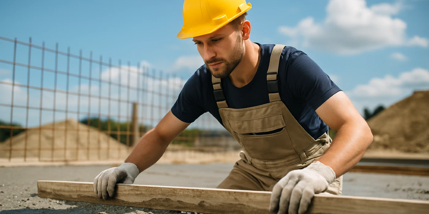 a male concrete worker spreading fresh cement on rebared ground from Concrete King Dallas in Plano, TX - Plano TX